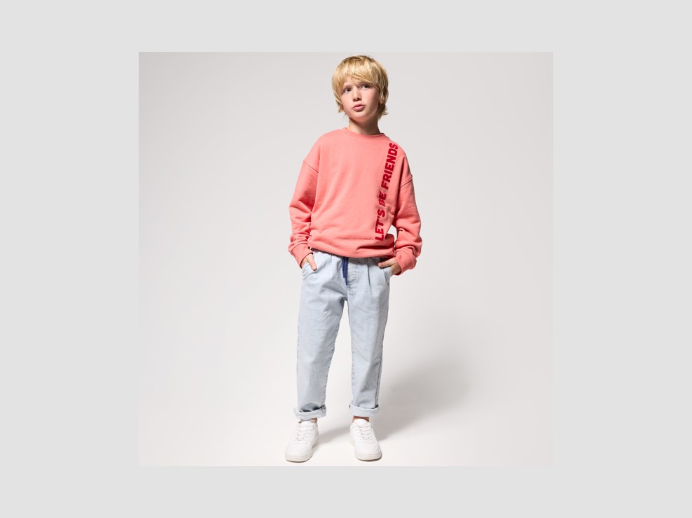 Felpa arancio con scritta per bambino 1