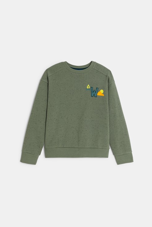 Sweat-shirt moucheté kaki Garçon 1