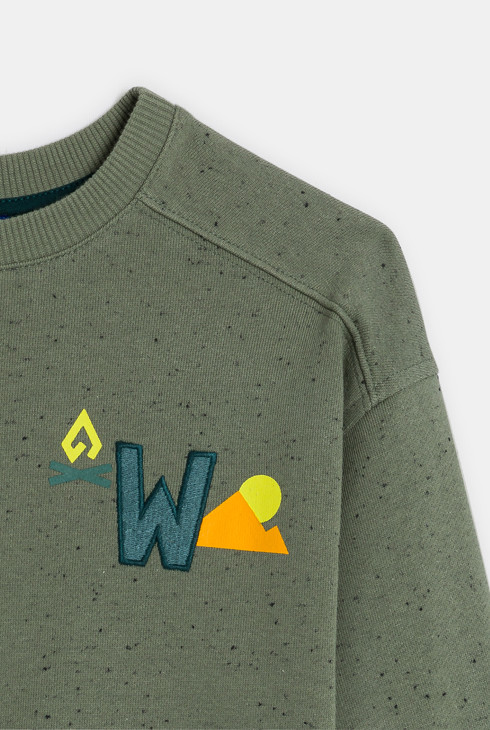 Boy's khaki flecked hoodie 2