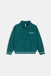 Sweat-shirt col montant à message vert Garçon