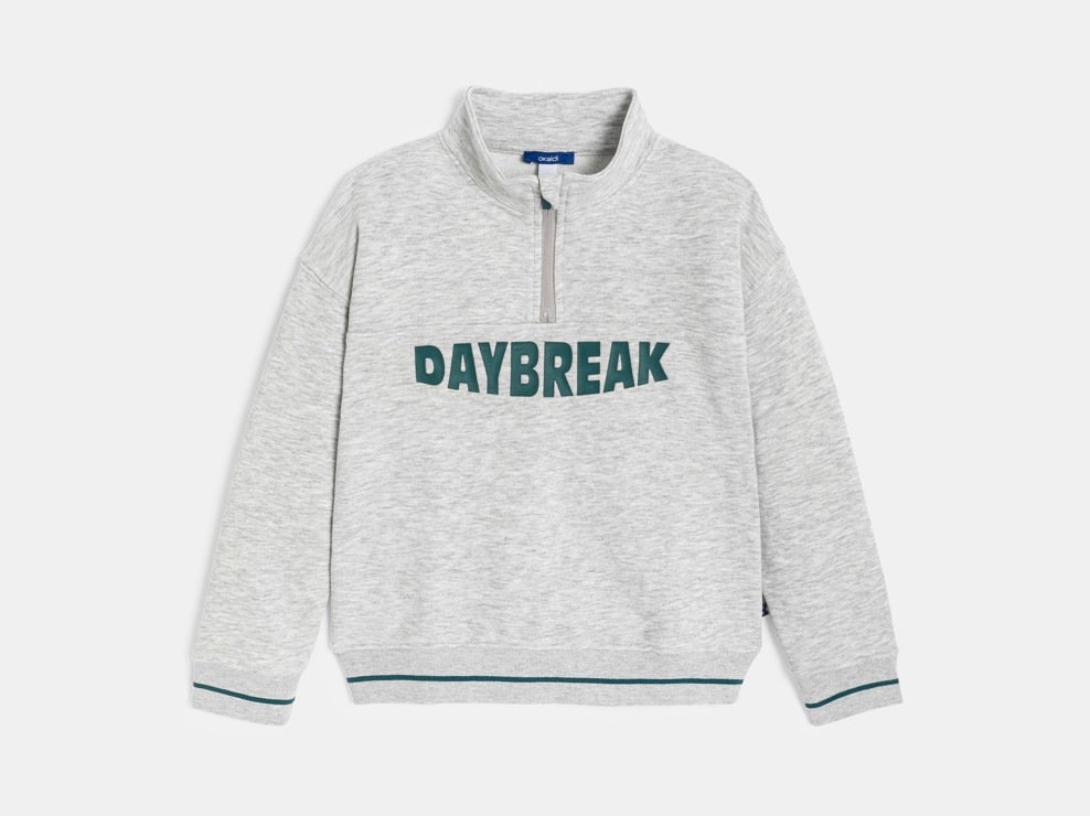 Sweatshirt Stehkragen mit Aufschrift grau meliert Jungen 2