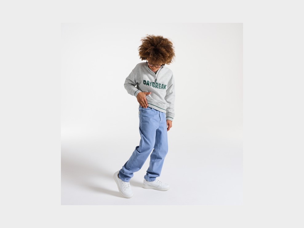 Sweatshirt Stehkragen mit Aufschrift grau meliert Jungen 1