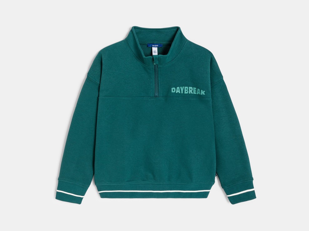 Sweatshirt mit Stehkragen und Aufschrift grün Jungen 2