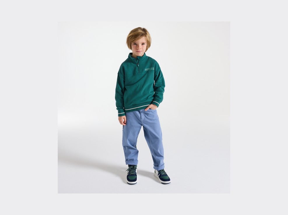 Sweatshirt mit Stehkragen und Aufschrift grün Jungen 1