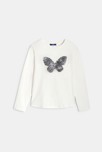 T-shirt manches longues à sequins magiques blanc Fille