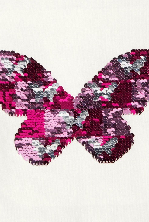 Girl's white magic sequin T-shirt with long sleeves 2