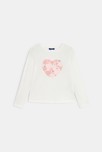 T-shirt manches longues motif cœur blanc Fille