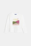T-shirt manches longues motif paysage blanc Fille