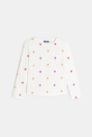 T-shirt manches longues petits cœurs blanc Fille