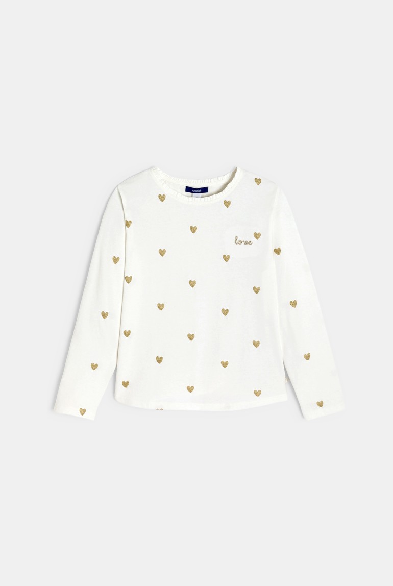 Camiseta de manga larga pequeños corazones niña 1