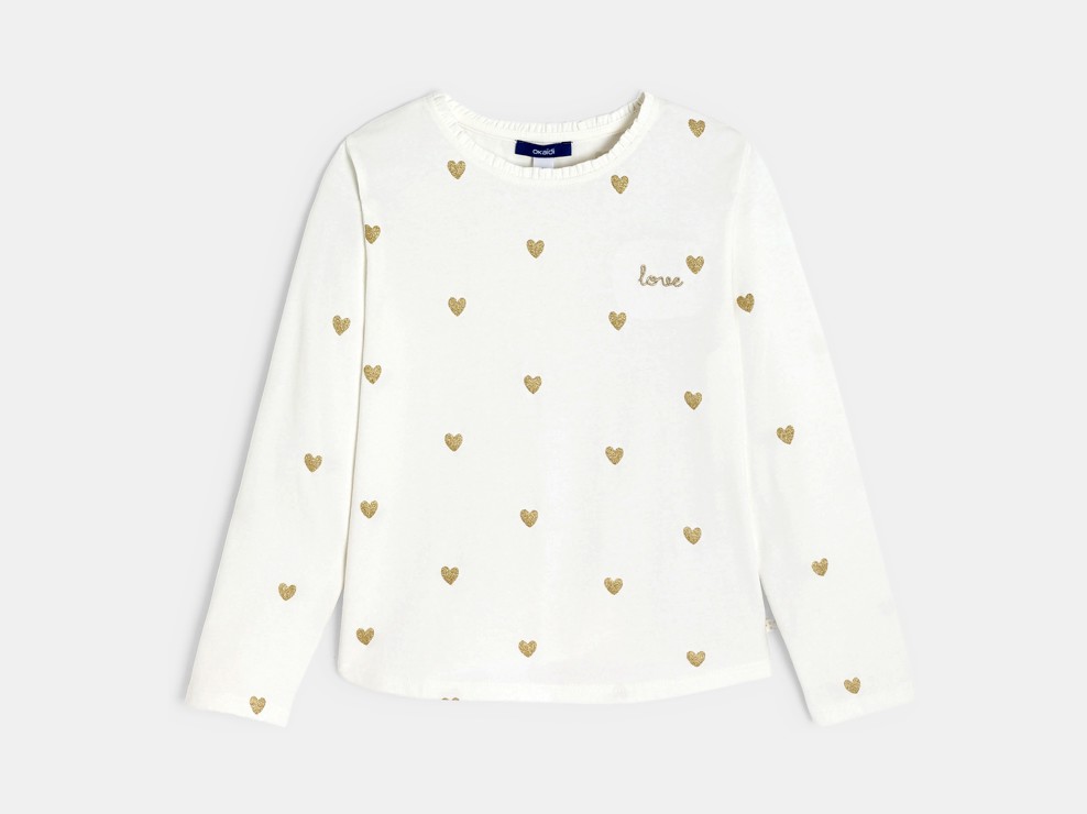 Camiseta de manga larga pequeños corazones niña 1