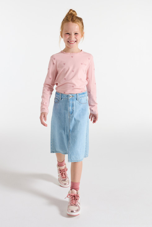 Langarm-T-Shirt Herzchen rosa Mädchen 1