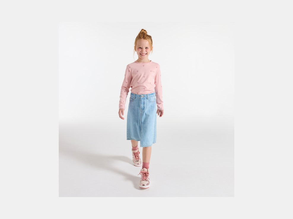 Dekliška rožnata majica z dolgimi rokavi in majhnimi srci 1