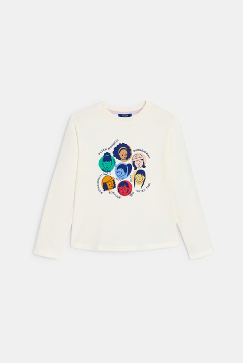 Camiseta de manga larga con mensaje blanco niña 1