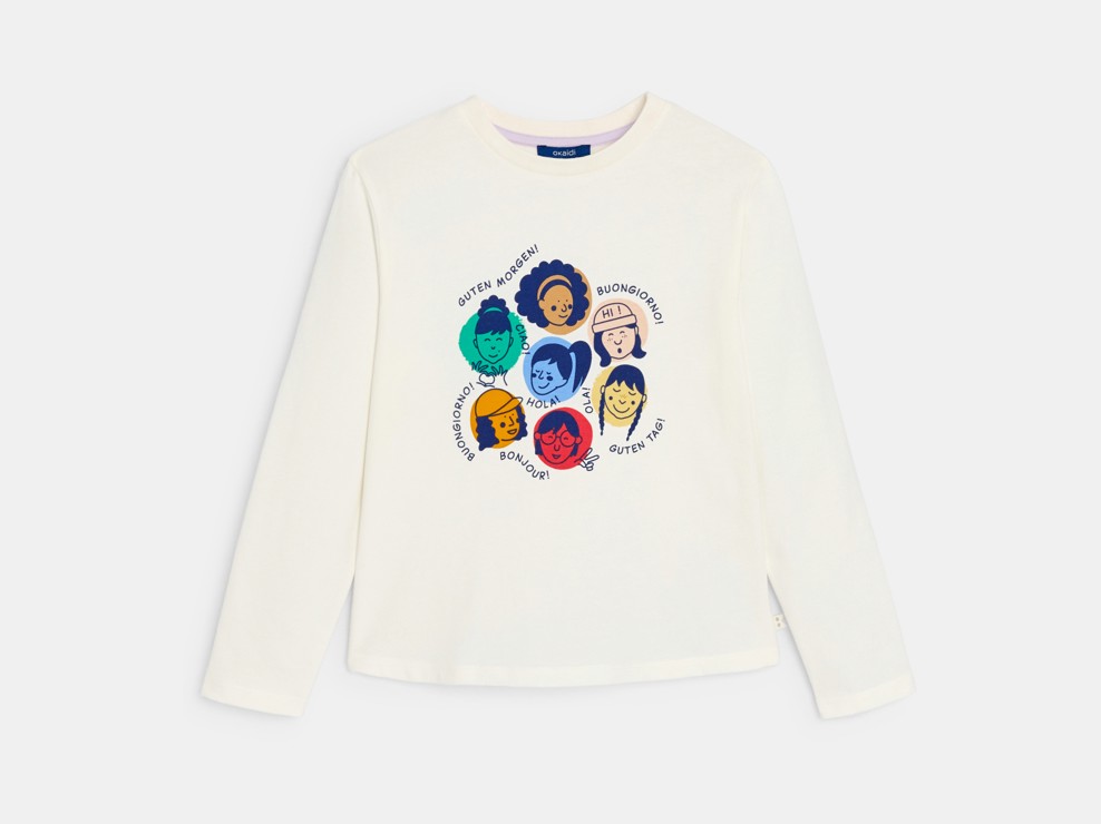 Weißes Langarm-T-Shirt mit Schriftzug Mädchen 1