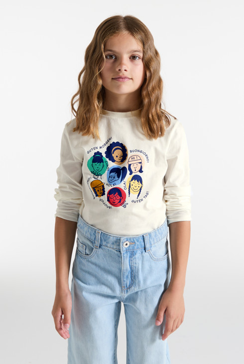 Bijela majica dugih rukava s porukom za djevojčice 2