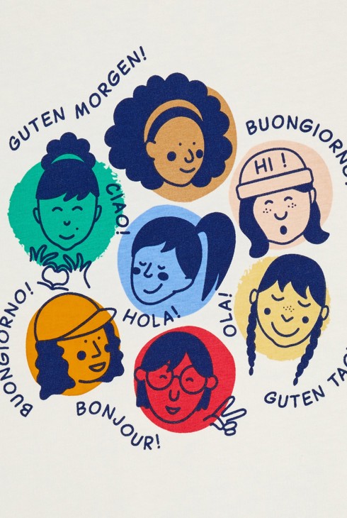 T-shirt manches longues à message blanc Fille