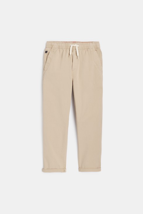 Effen beige chinobroek voor jongens 1