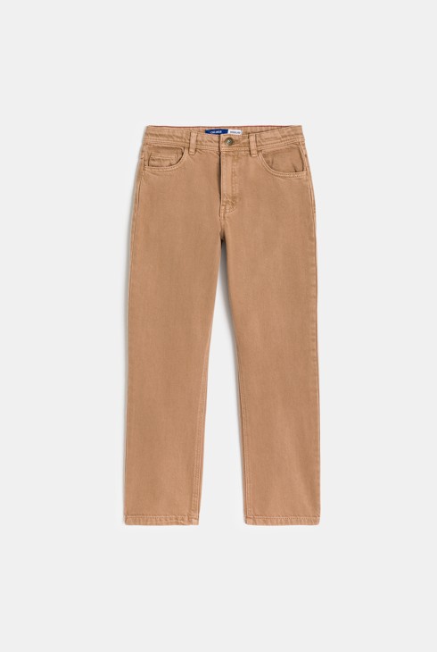 Pantalón recto de loneta marrón claro niño 1