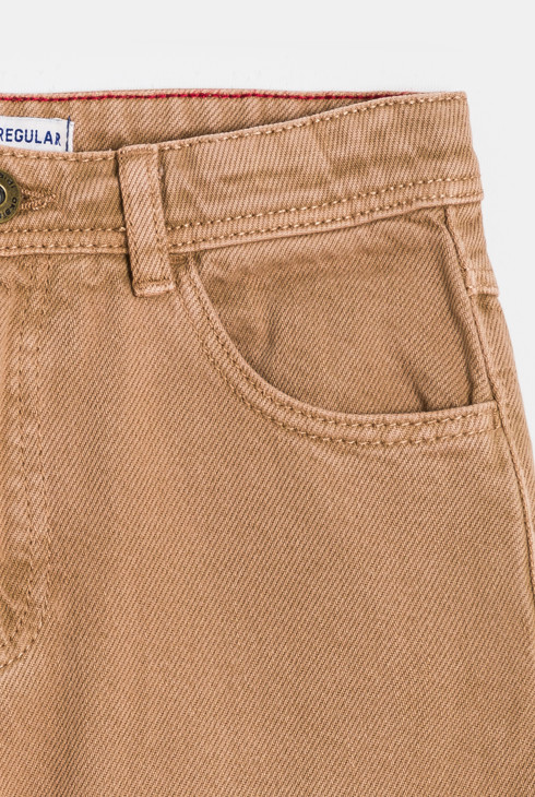 Pantalon droit en toile marron clair Garçon