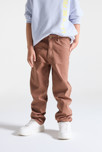 Pantalon large surpiqué marron garçon