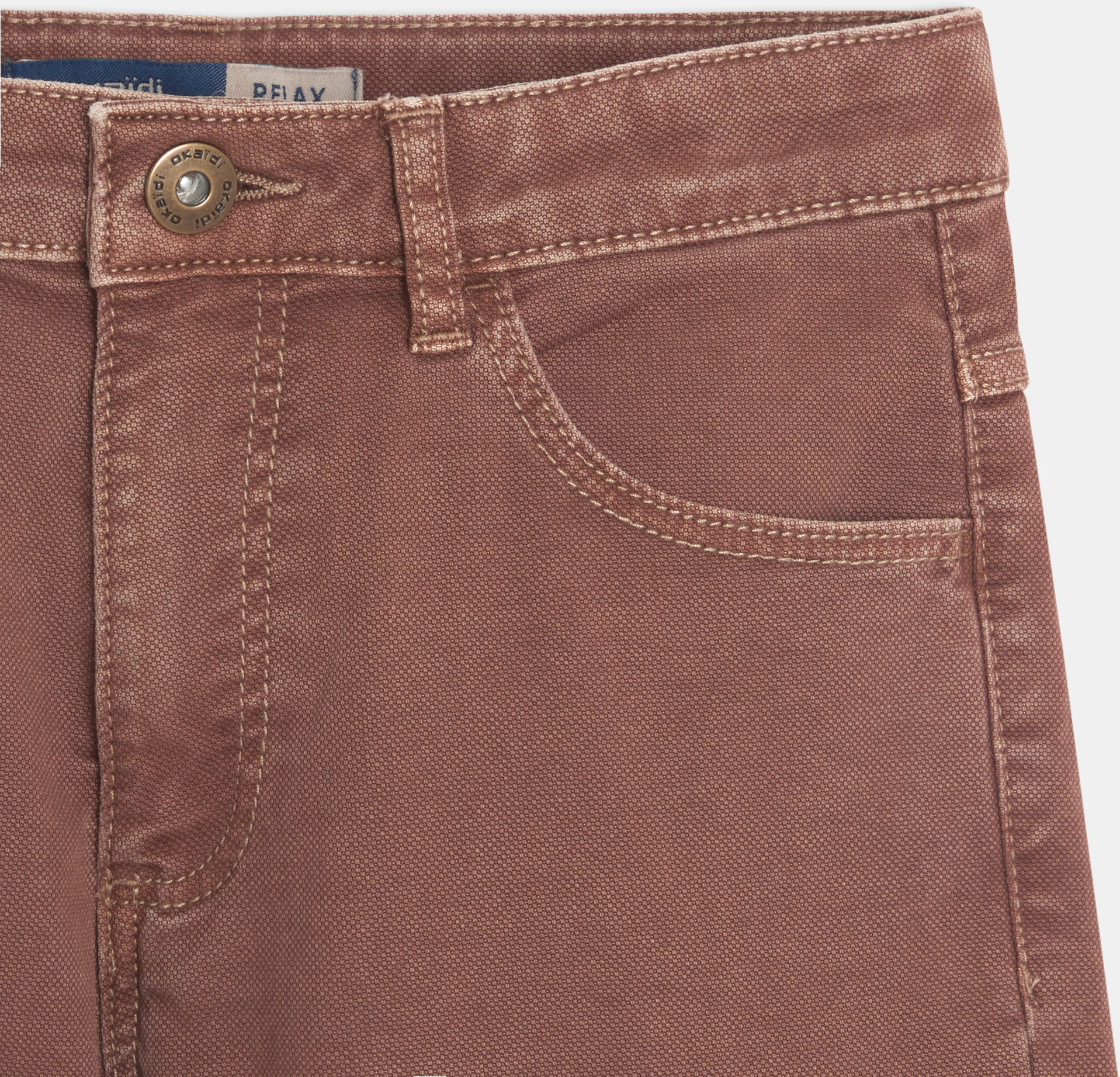 Pantalon large surpiqué marron garçon