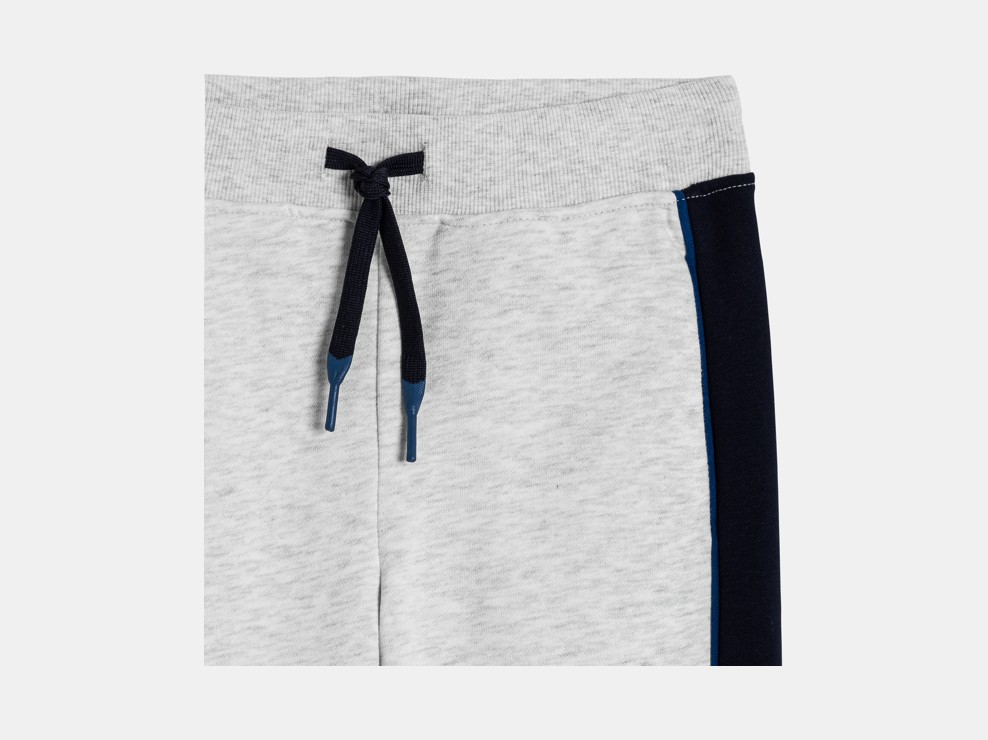 Jogging à bandes côtés en molleton gris Garçon 2