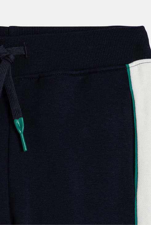 Jogging à bandes côtés en molleton bleu marine Garçon