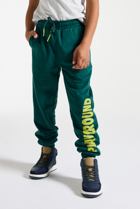 Grüne Jogginghose aus Molton mit Aufschrift für Jungen 2