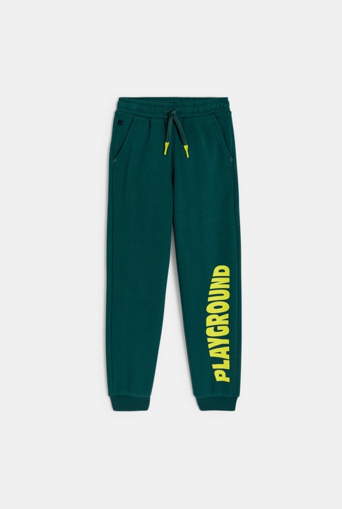 Grüne Jogginghose aus Molton mit Aufschrift für Jungen 2