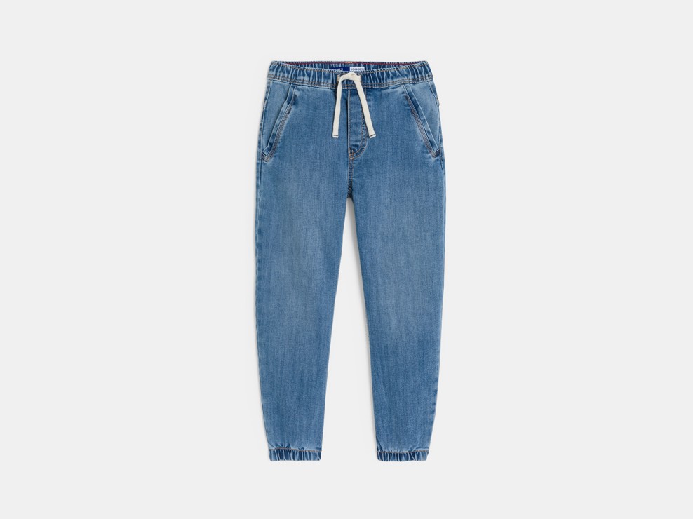 Jeans jogger in denim blu chiaro per bambino 1