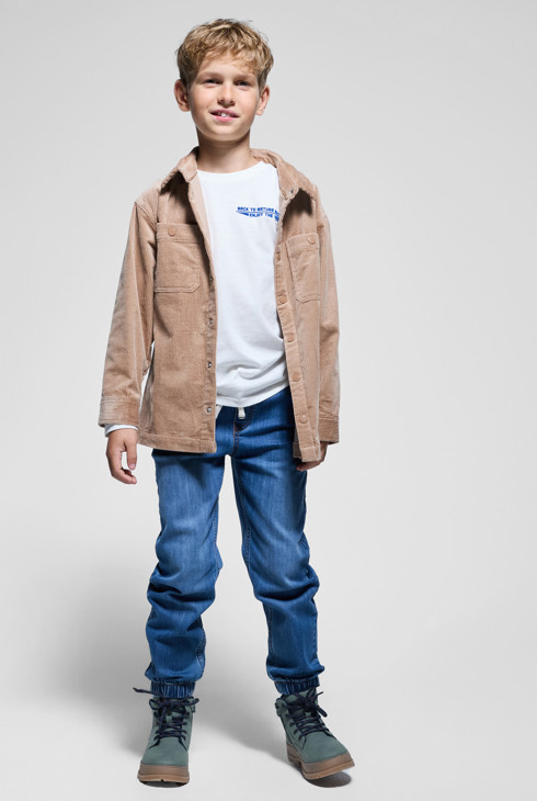 Jean coupe jogger denim bleu garçon 1