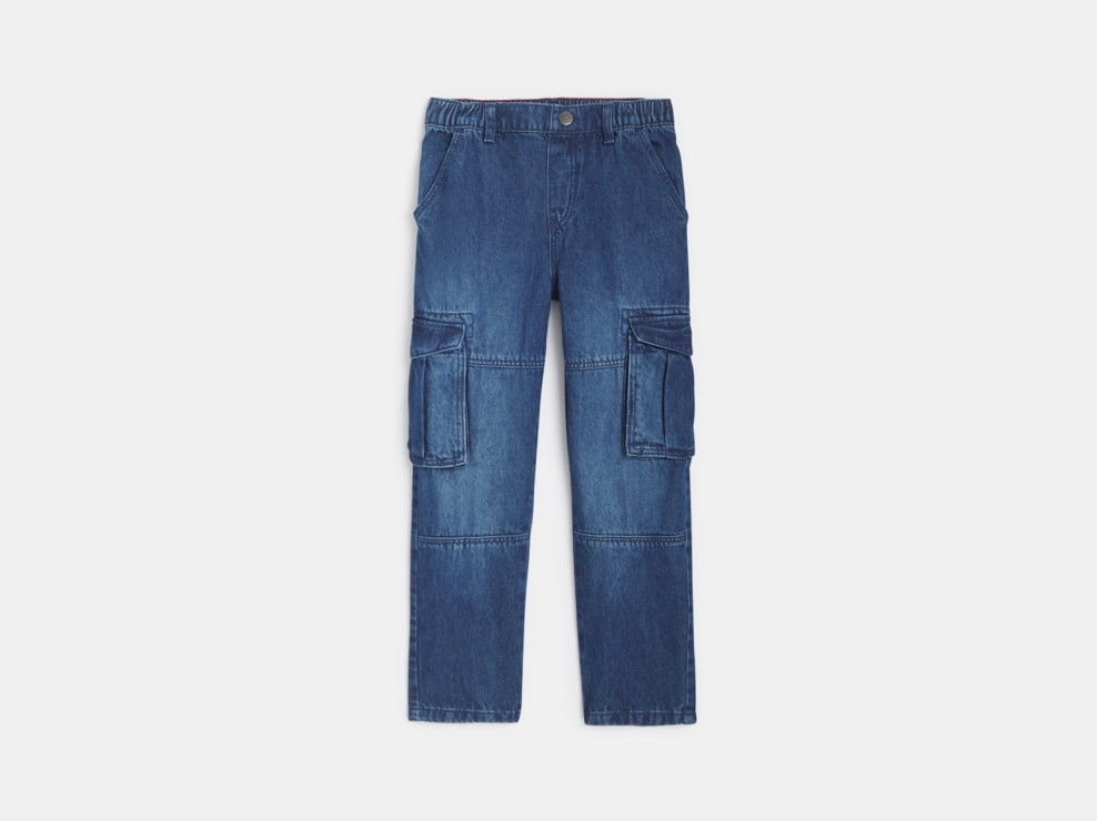 Jean cargo bleu délavé Garçon 1