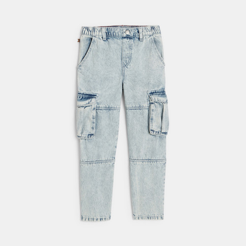 Jean Cargo Bleu Garçon - Denim Bleached Blue - 14A - OKAIDI