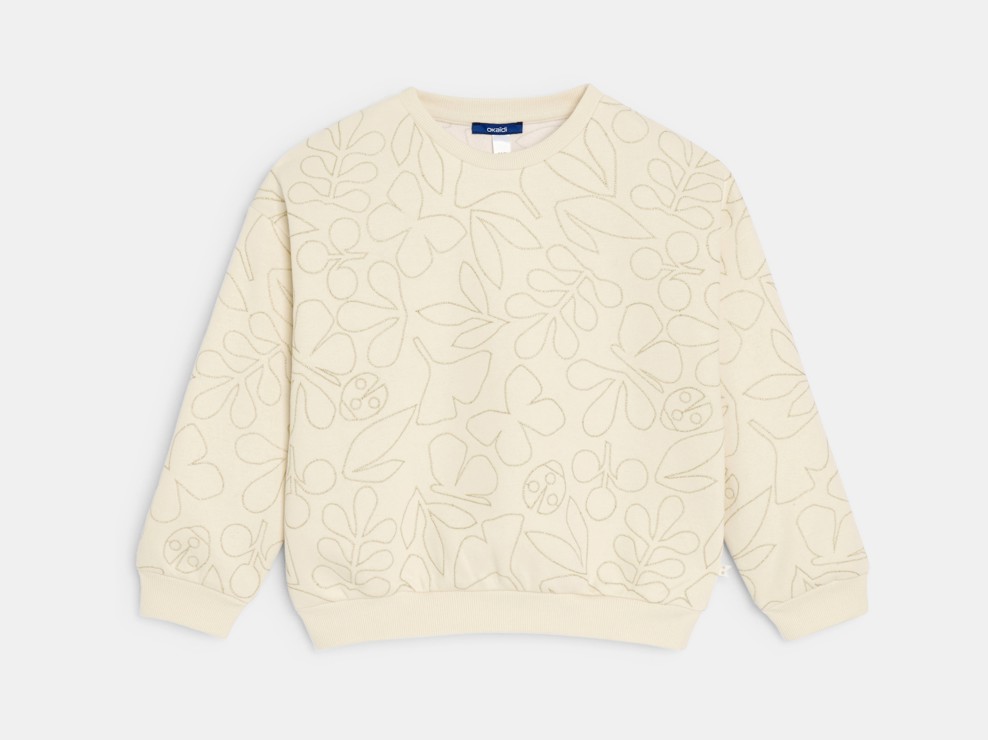 Sweat-shirt brodé beige Fille 1