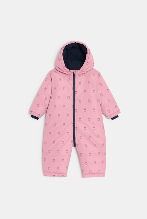 Baby girl's pink rabbit snowsuit 1