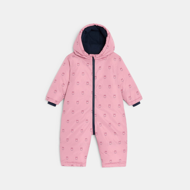 Schneeanzug in Rosa mit Hase für kleine Mädchen