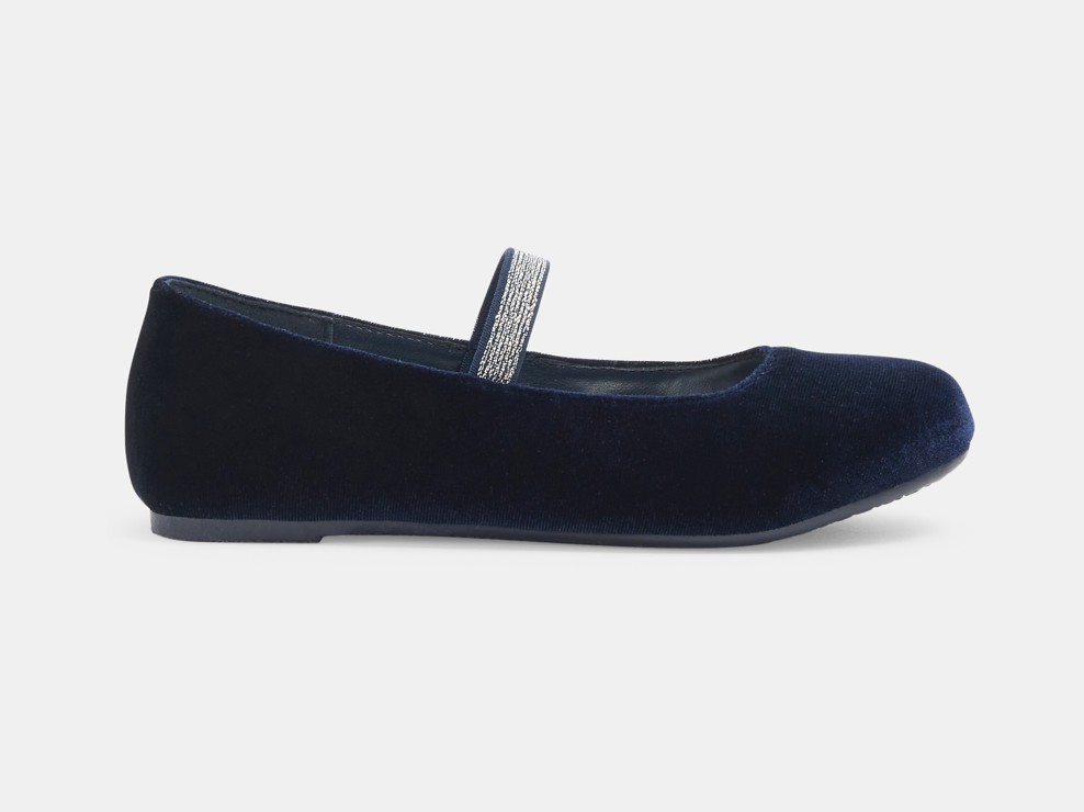 Ballerine in velluto blu navy per bambina 1