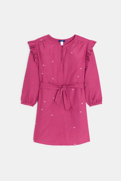 Robe ceinturée imprimée rose Fille 1