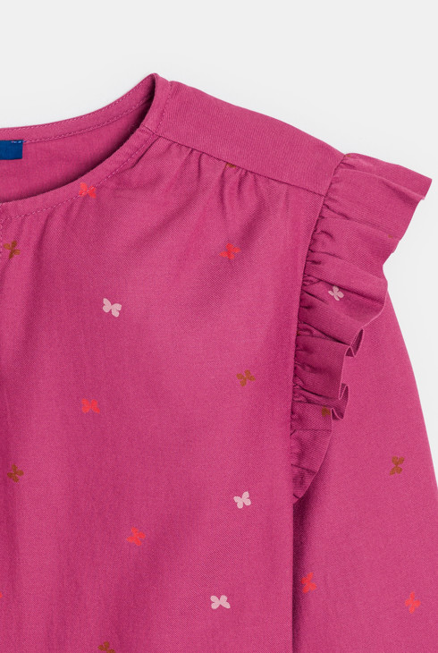 Robe ceinturée imprimée rose Fille