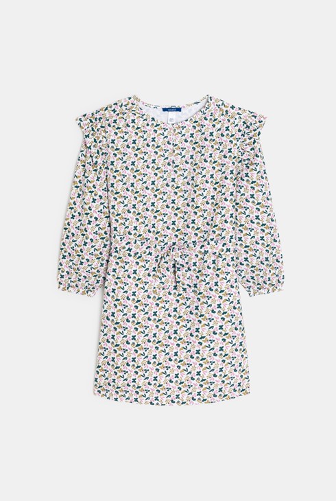 Robe ceinturée imprimée gris Fille 1