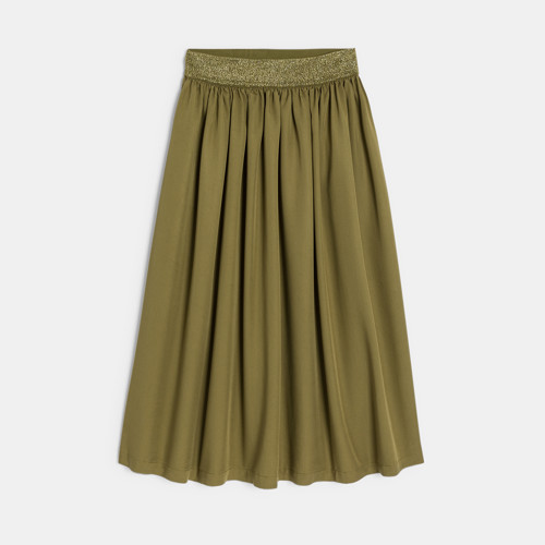 Jupe Plissée Fille Kaki - Kaki Tres Fonce - 8A - OKAIDI