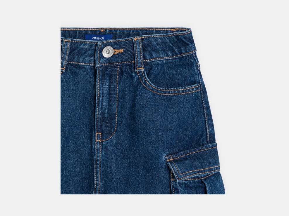Gonna in jeans cargo blu per bambina 2