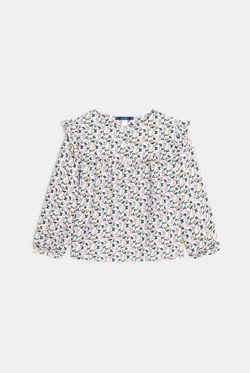 Blusa con volantes estampada gris niña 1
