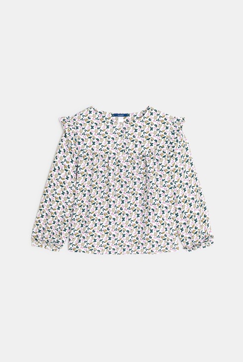 Dekliška potiskana siva bluza z volančki 2