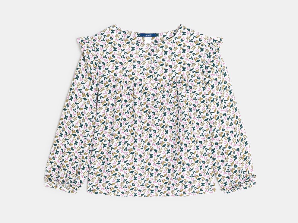 Blouse volantée imprimée gris Fille 2