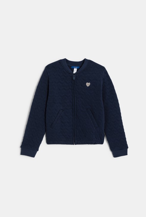 Chaqueta teddy de muletón acolchado corazón azul marino niña 1