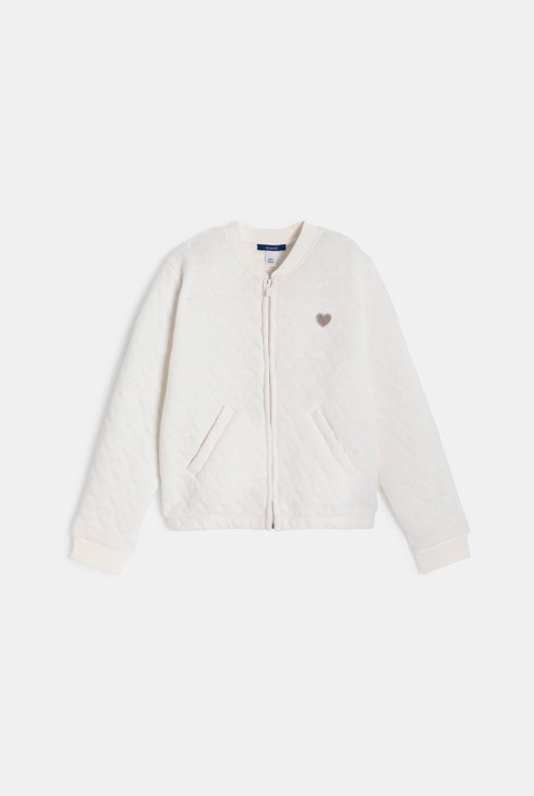 Collegejacke aus Molton gesteppt Herz weiß Mädchen 1