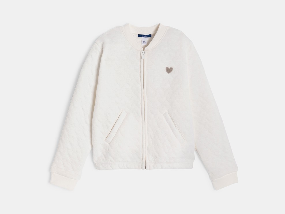 Chaqueta teddy de muletón acolchado corazón blanco niña 1