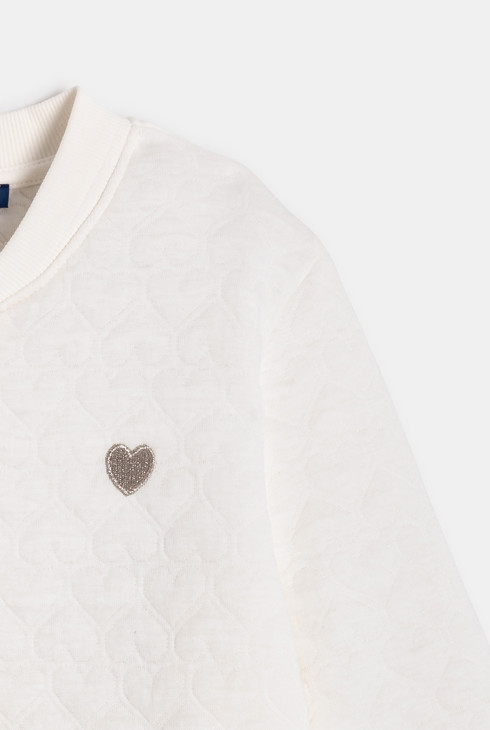 Collegejacke aus Molton gesteppt Herz weiß Mädchen 2